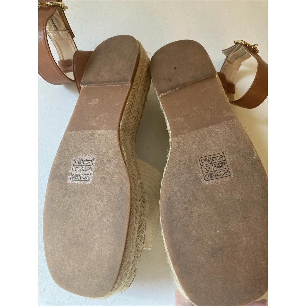 C Wonder Women's Boho Ankle Strap Cord Base Tan/Brown Sandals Size 6.5